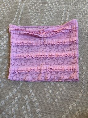 Pink Lace Ruffle tube top